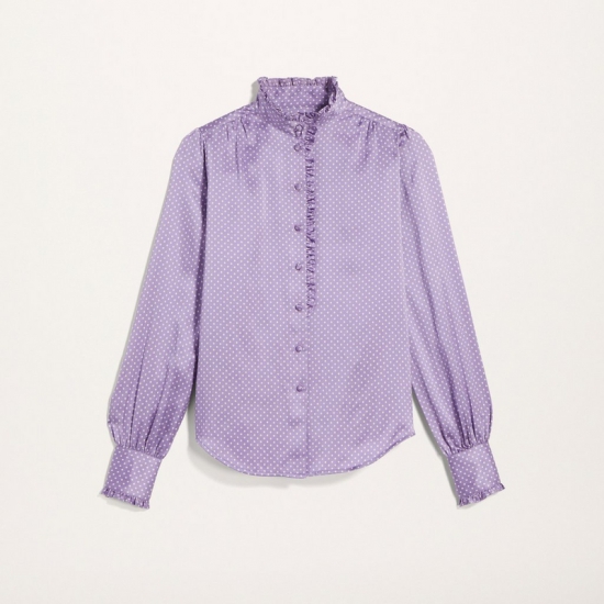 Marc Jacobs - Spot Blouse With Ruffle At Collar and Cuffs - Click Image to Close