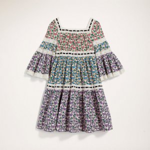 Marc Jacobs - Tiered Prairie Dress With Flared Sleeve and Lace Inserts