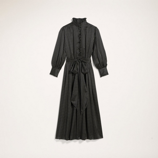 Marc Jacobs - Dress With Ruffle At Collar and Cuffs And Self Belt - Click Image to Close