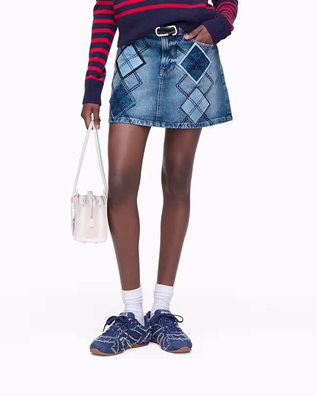 Argyle Patchwork Mini Skirt