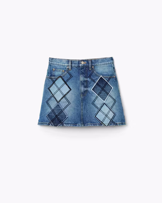 Argyle Patchwork Mini Skirt - image 2