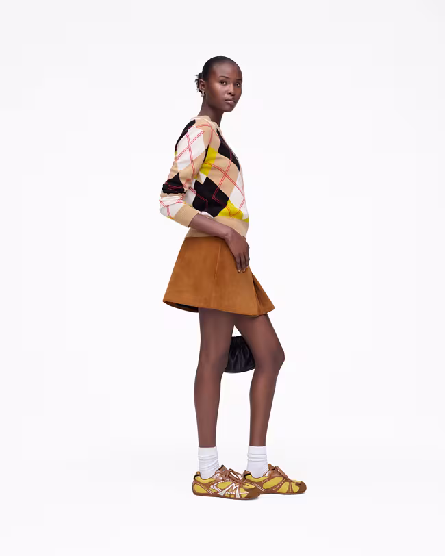 Suede Box Pleat Mini Skirt - image 4
