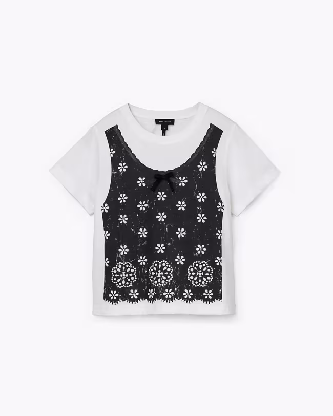 Trompe L'Oeil Eyelet Slim Tee - image 2