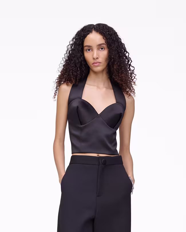 Sculpted Satin Halter Top