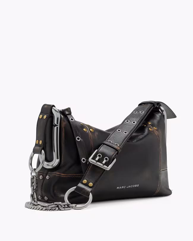 Scene Medium Shoulder Bag In Studded Distressed Leather