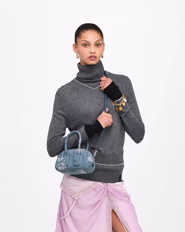 Babe Mini Top Handle In Antique Floral Denim - image 2