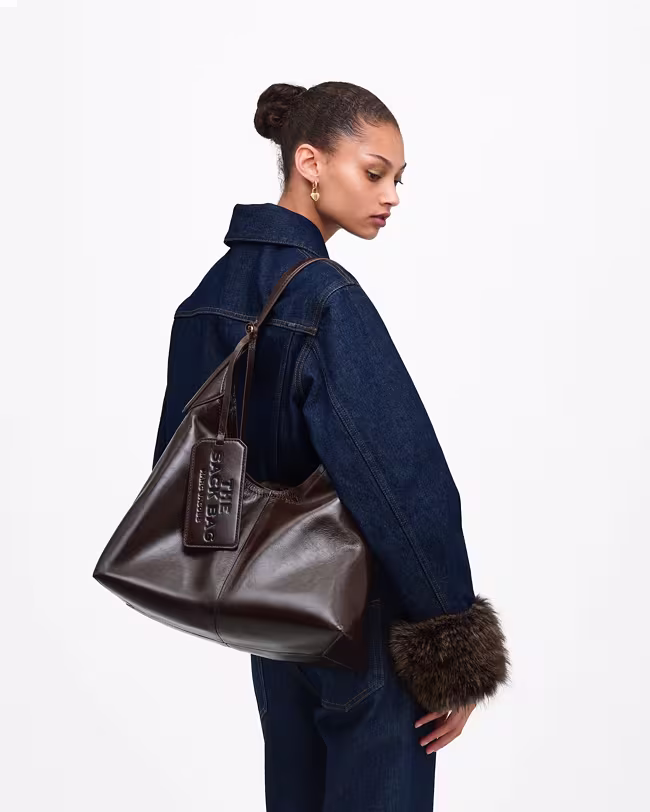 Belted Sack Bag In Crinkle Leather - image 2