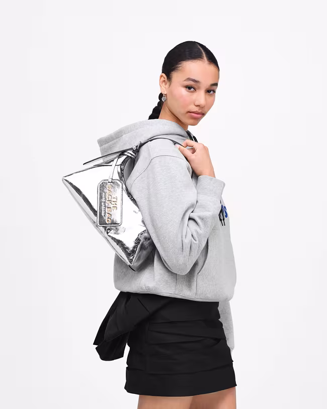 Small Belted Sack In Metallic Crinkle Leather - image 2