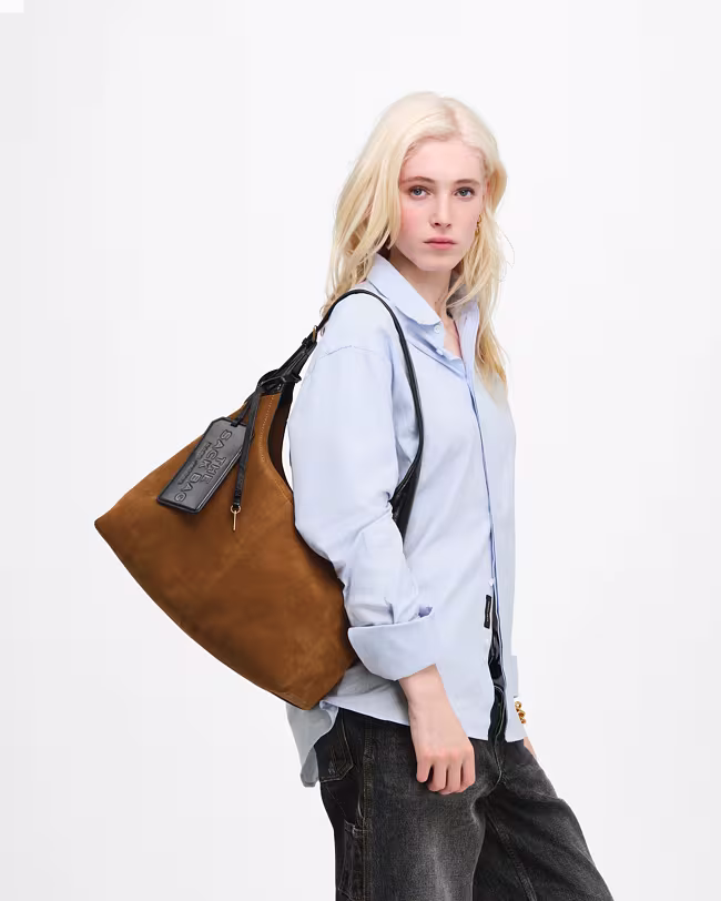 Belted Sack Bag In Suede - image 2