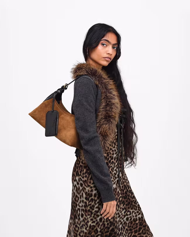 Small Belted Sack Bag In Suede - image 2