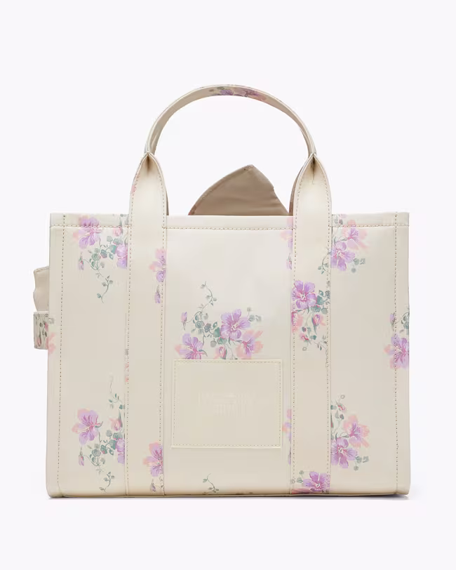 Medium Tote Bag In Antique Floral Canvas With Oversized Bow - image 3