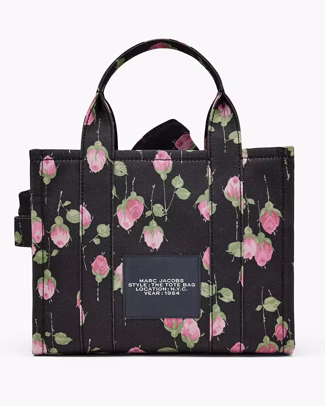 Small Tote Bag In Vintage Floral Canvas With Oversized Bow - image 3