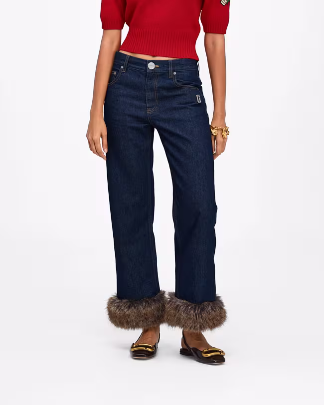 Faux Fur Cropped Jean