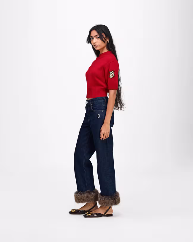 Faux Fur Cropped Jean - image 4