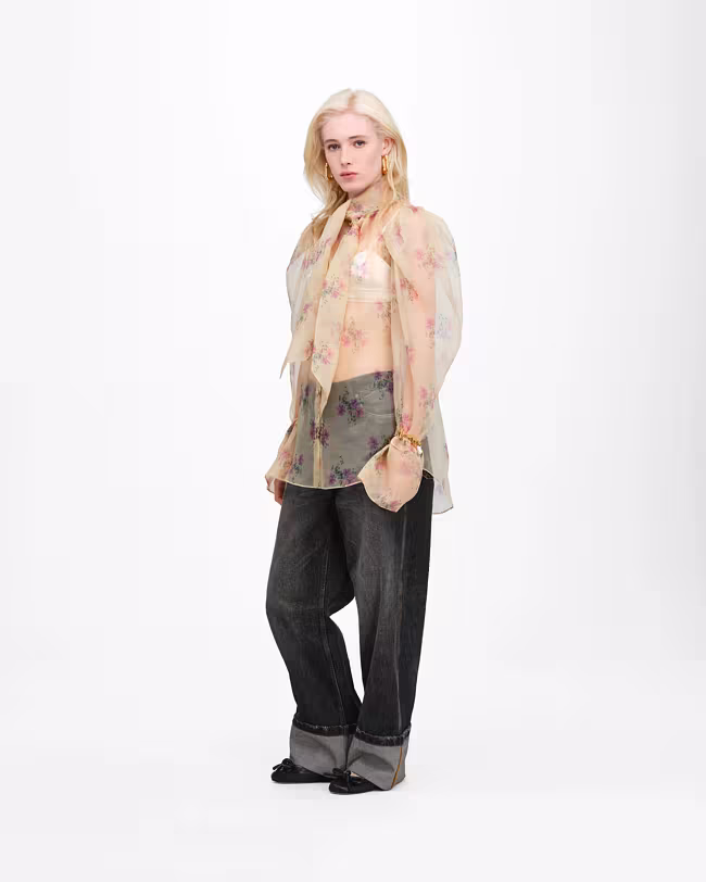 Floral Organza Puff Blouse - image 3