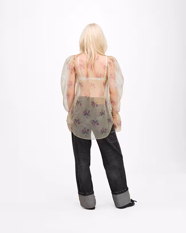Floral Organza Puff Blouse - image 4