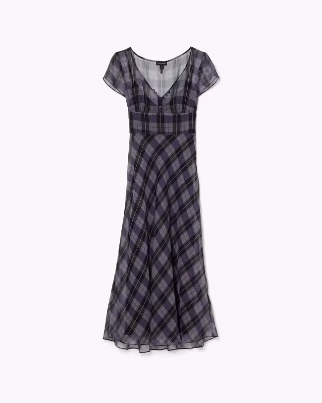 Plaid Chiffon Midi Dress - image 2