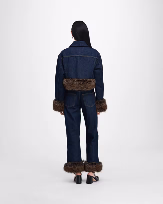 Faux Fur Shrunken Trucker - image 4
