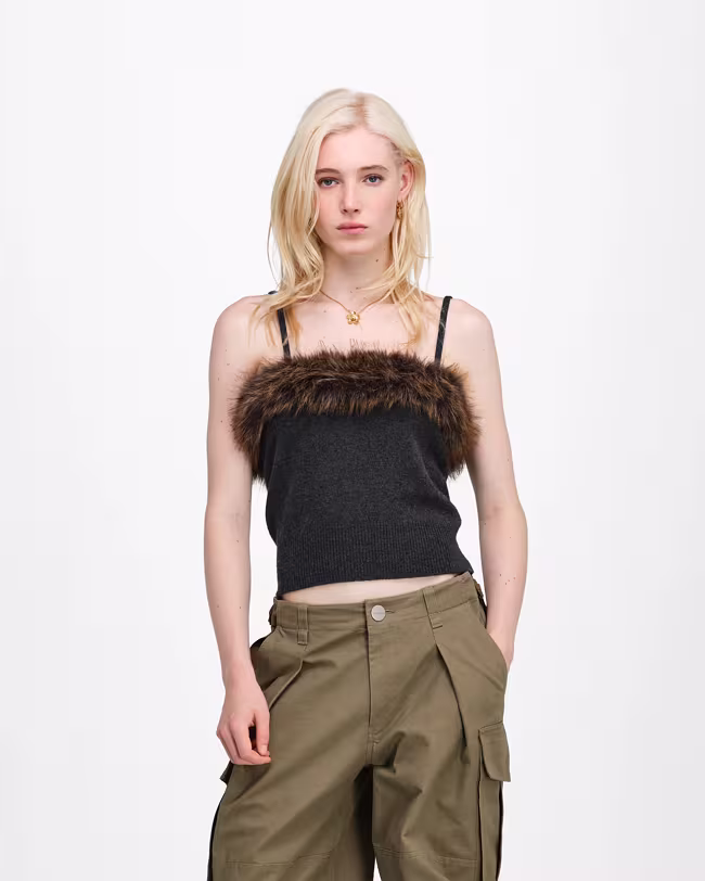Faux Fur Lined Knit Tank