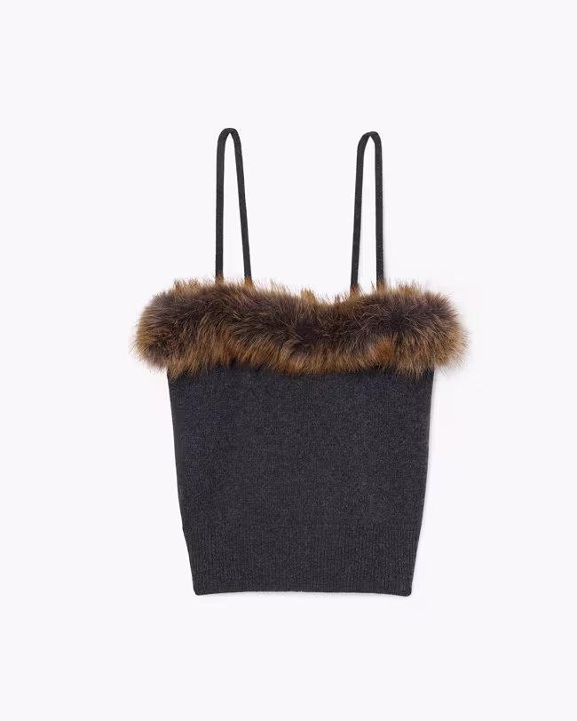 Faux Fur Lined Knit Tank - image 2