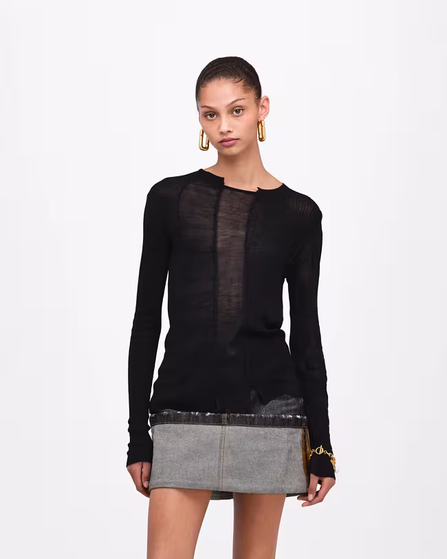 Sheer Paneled Knit Longsleeve