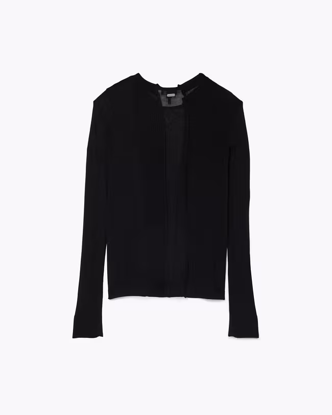 Sheer Paneled Knit Longsleeve - image 4