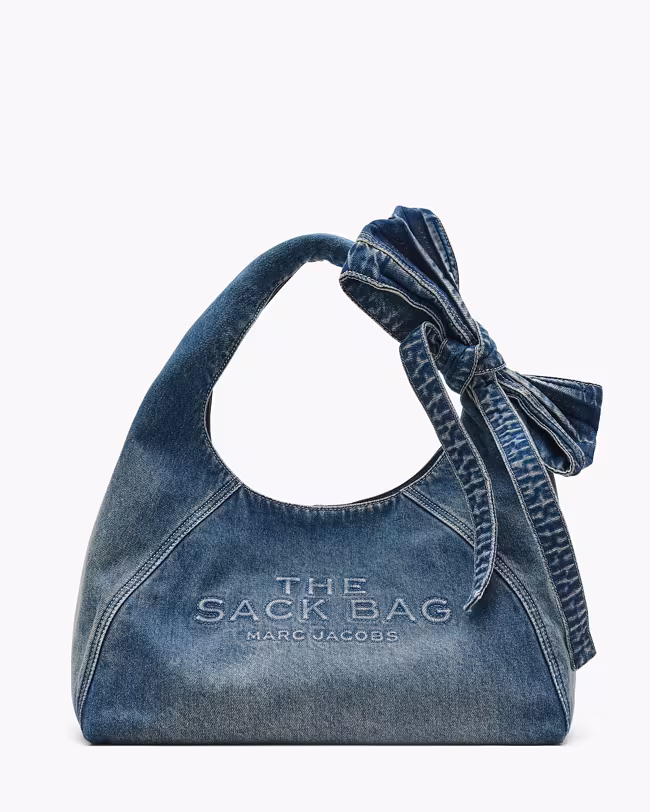 The Bow Denim Sack Bag