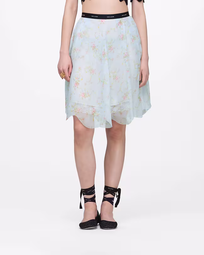 Blurred Floral Chiffon Skirt