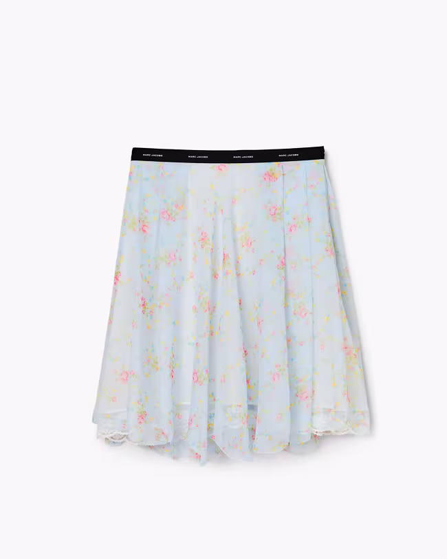 Blurred Floral Chiffon Skirt - image 2
