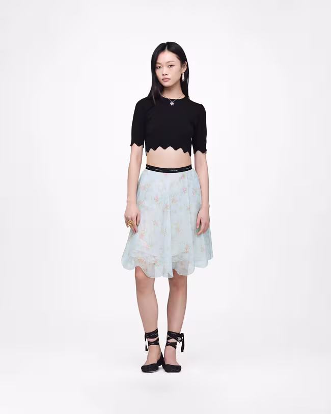 Blurred Floral Chiffon Skirt - image 3