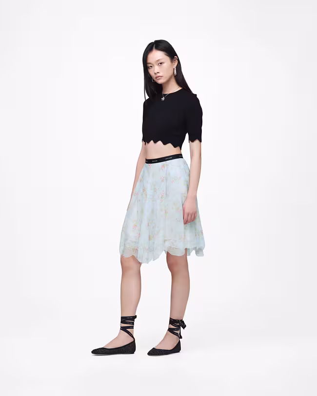 Blurred Floral Chiffon Skirt - image 4