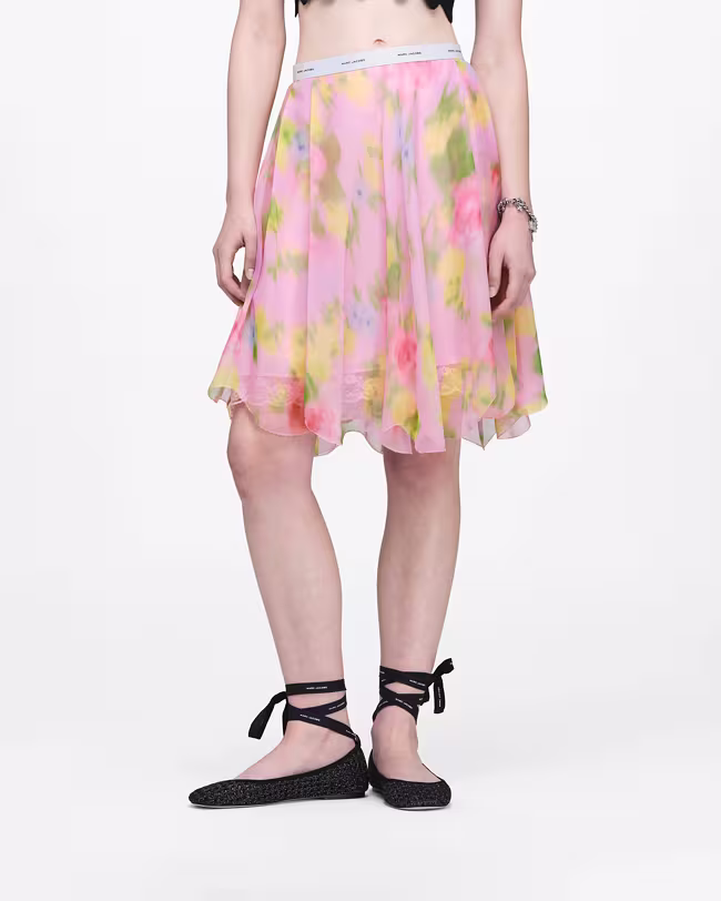 Blurred Floral Chiffon Skirt