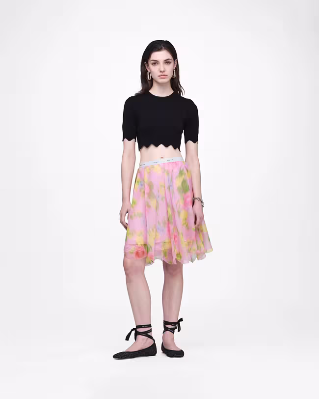 Blurred Floral Chiffon Skirt - image 3