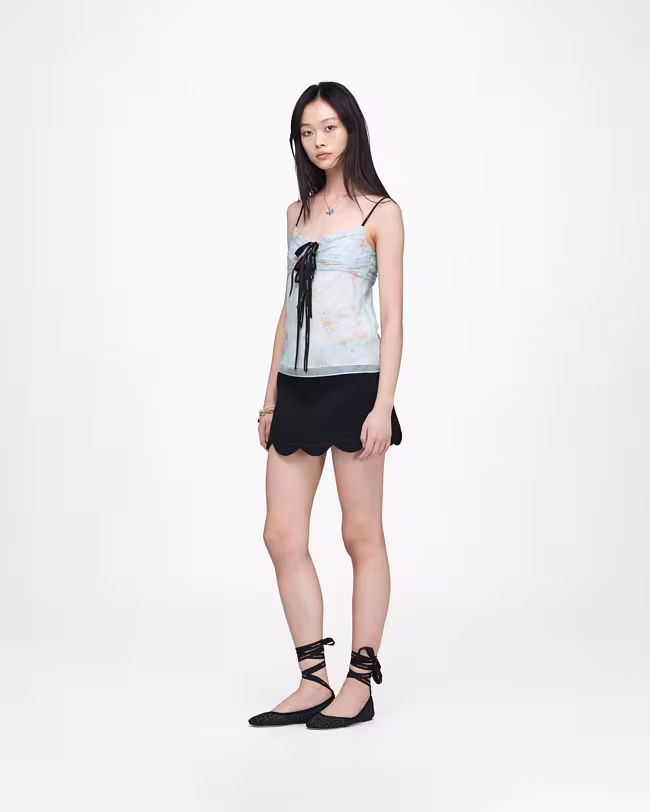 Blurred Floral Bow Top - image 4