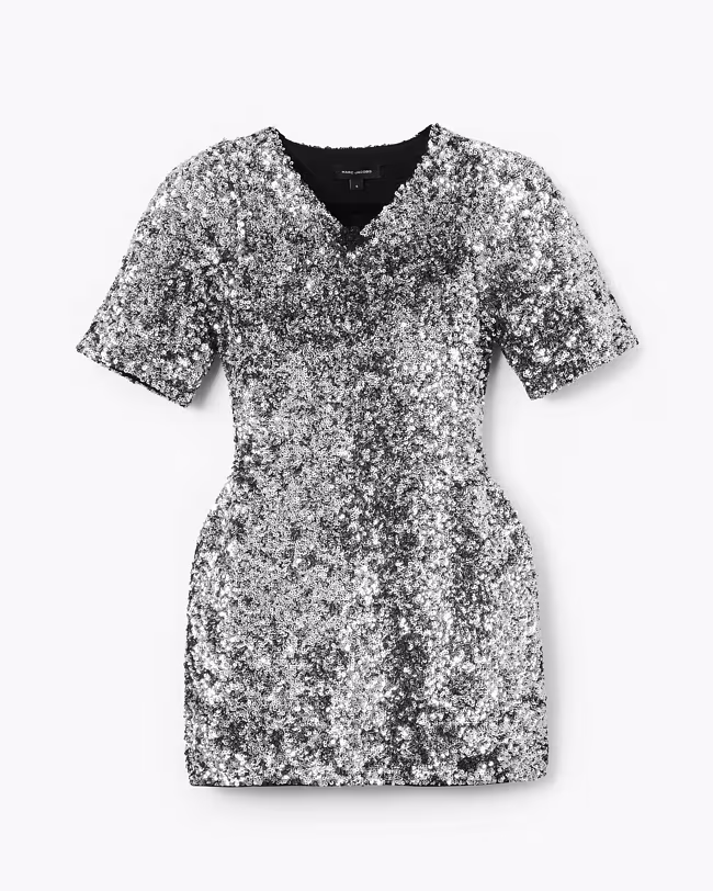 Sequin V-Neck Knit Dress - image 2