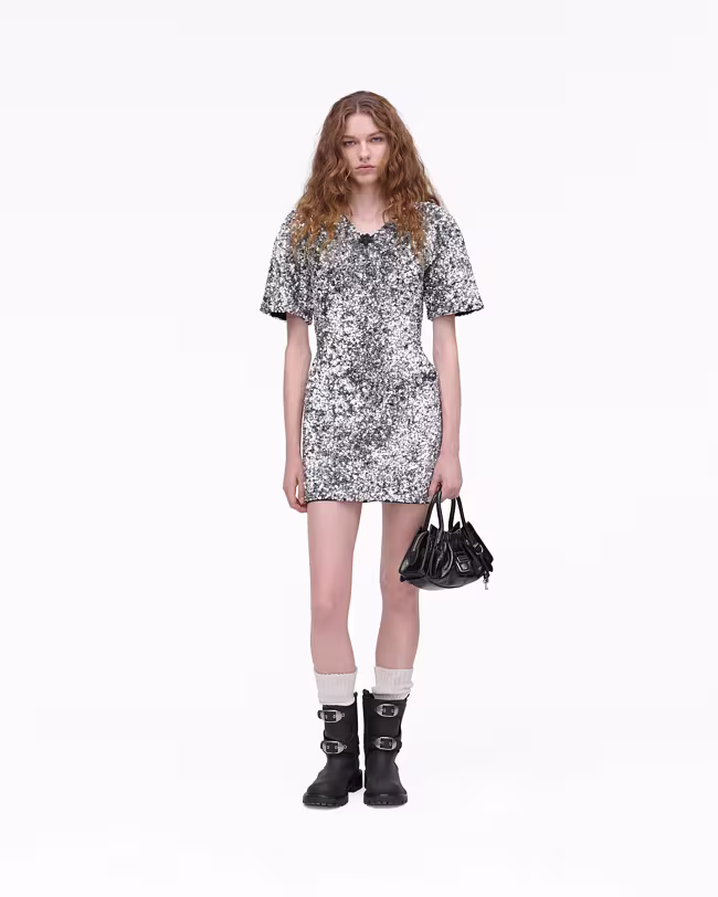 Sequin V-Neck Knit Dress - image 3