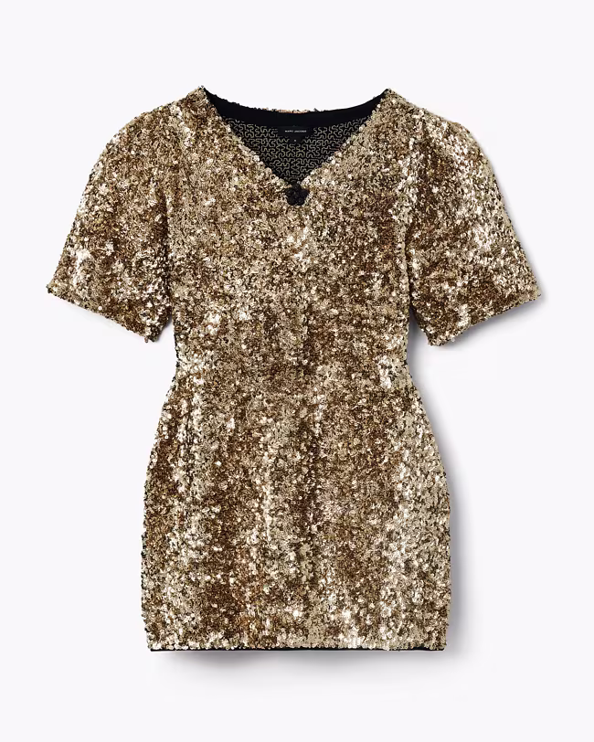 Sequin V-Neck Knit Dress - image 2