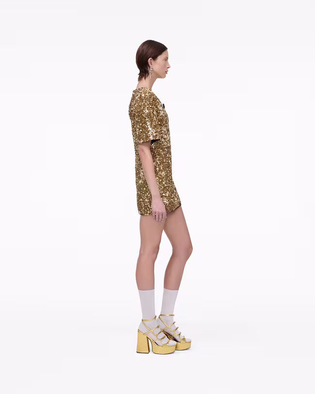 Sequin V-Neck Knit Dress - image 3