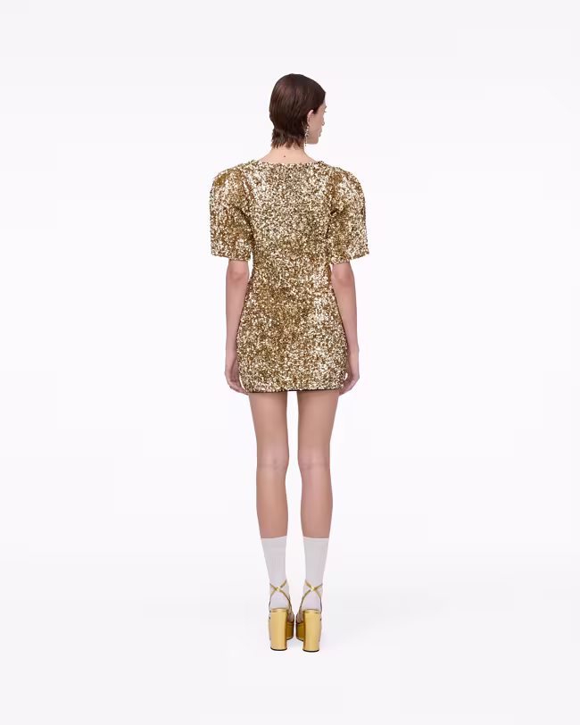 Sequin V-Neck Knit Dress - image 4