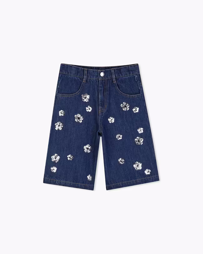 The Sequin Daisy Denim Shorts