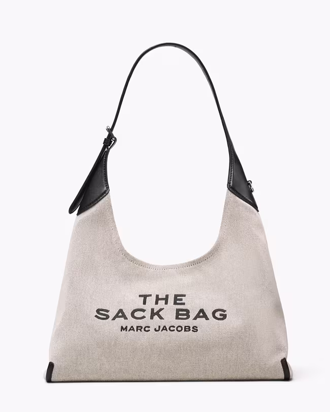 The Leather-Trim Canvas Belted Sack Bag
