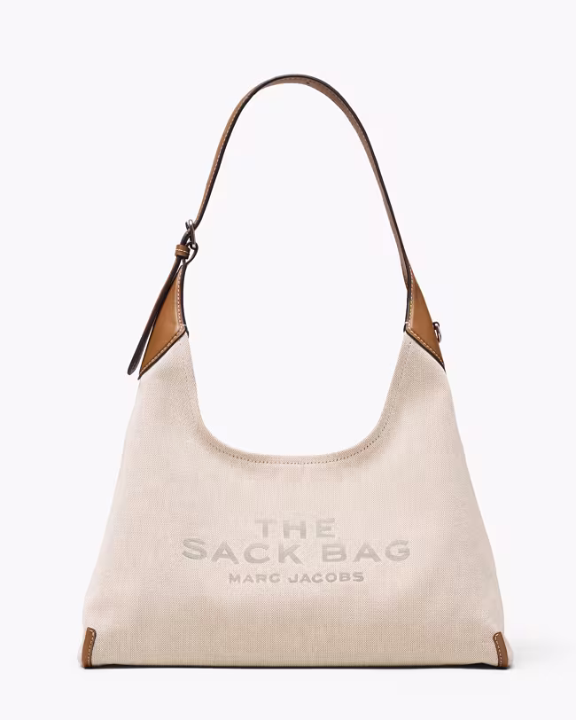 The Leather-Trim Canvas Belted Sack Bag