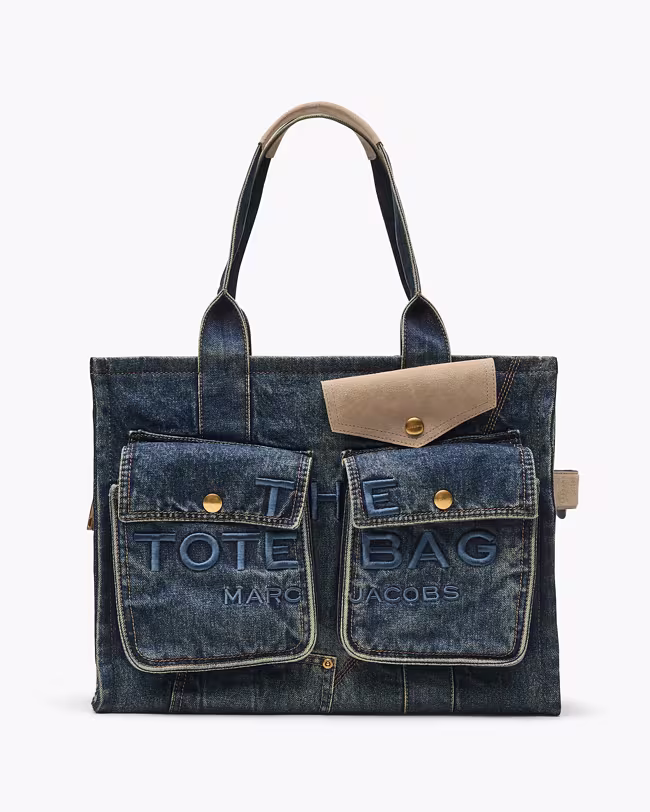 The Denim Suede Large Cargo Tote Bag