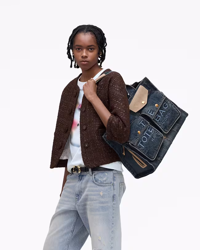The Denim Suede Large Cargo Tote Bag - image 2