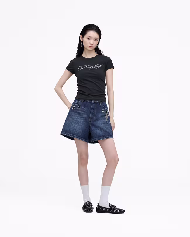 Grommet Denim Shorts - image 3