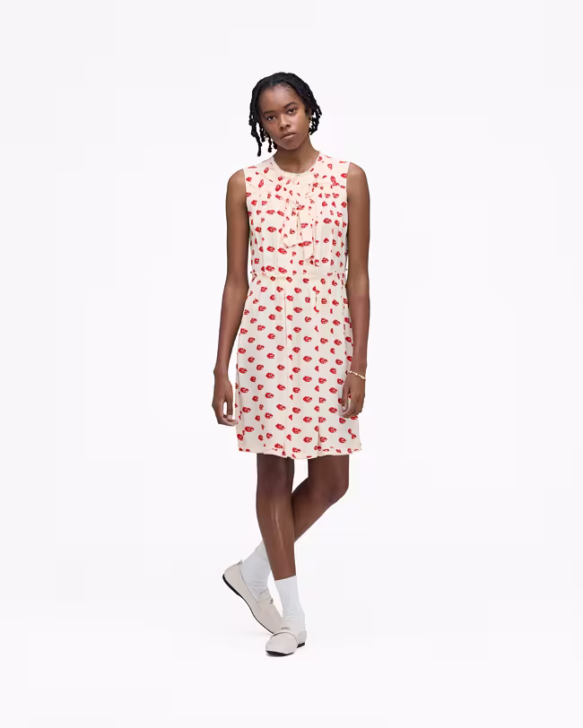 Lips Pleated Midi Dress