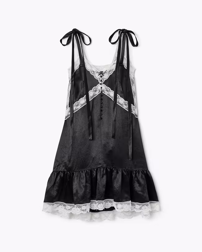 Satin Lace Slip Midi Dress - image 2