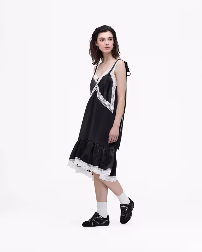 Satin Lace Slip Midi Dress - image 3