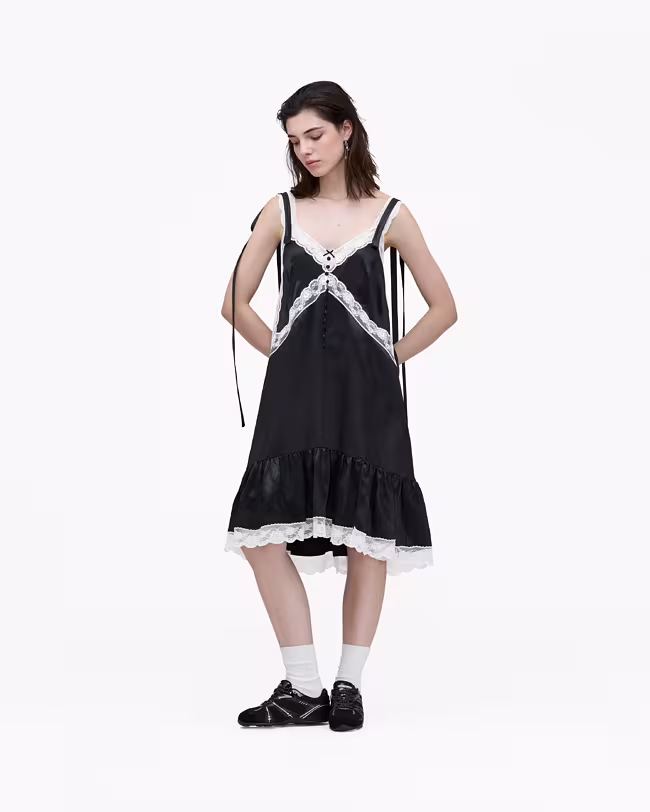 Satin Lace Slip Midi Dress - image 4