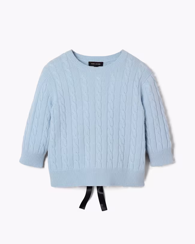 Open Back Bow Cable Sweater - image 2